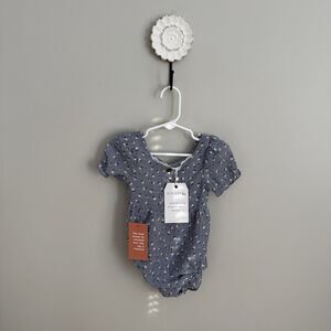 NWT Ivy City Co 9-12mo Baby Girl Floral Bubble Romper Blue Yellow Floral